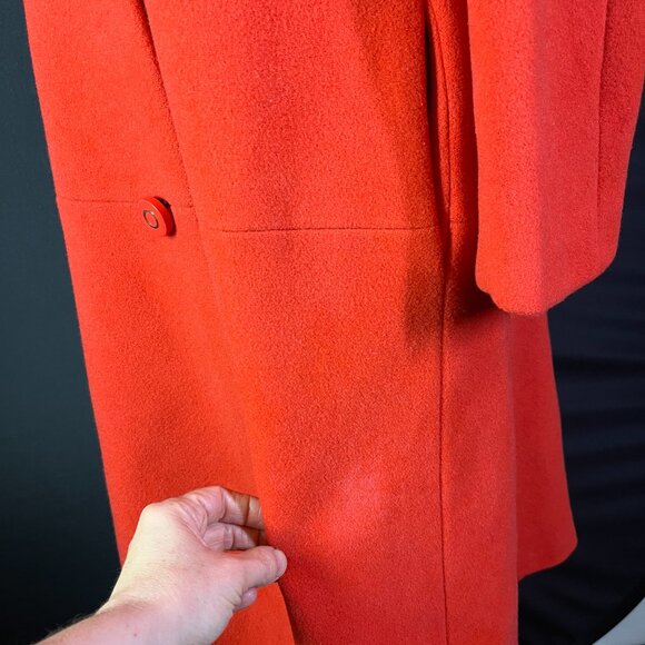 Vintage Robinson's Made in England Wool Coat Orange-Red *Flaws - Picture 6 of 15